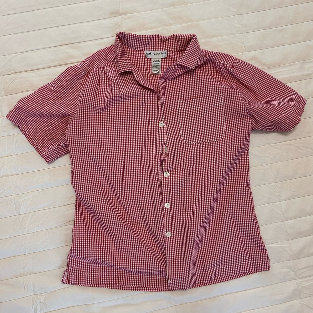 Vintage Cathy Daniels red gingham checkered shirt